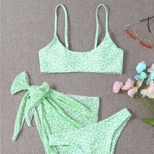 shein green leopard print set